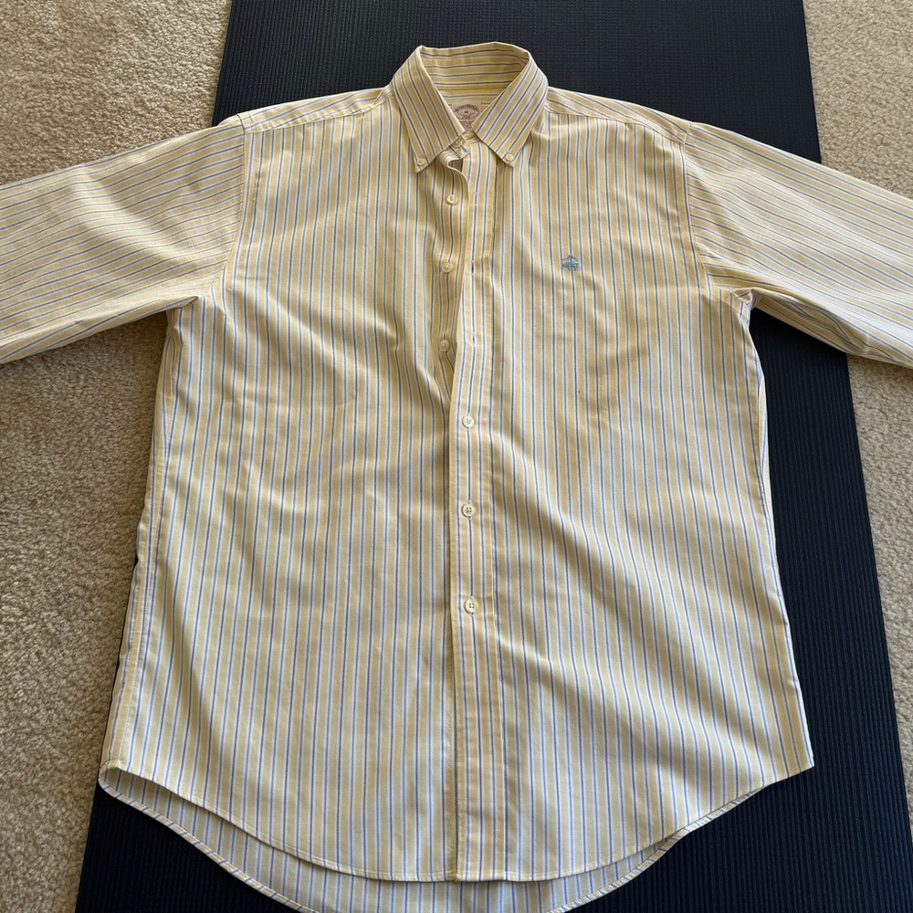 Brooks Brothers 346 Yellow/blue stripe dress shirt (M)